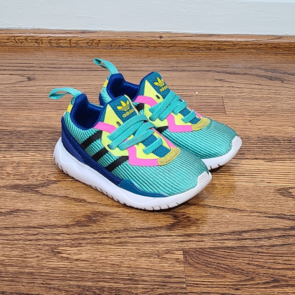 adidas Originals Kids Teal Blue Pink Yellow Sneakers